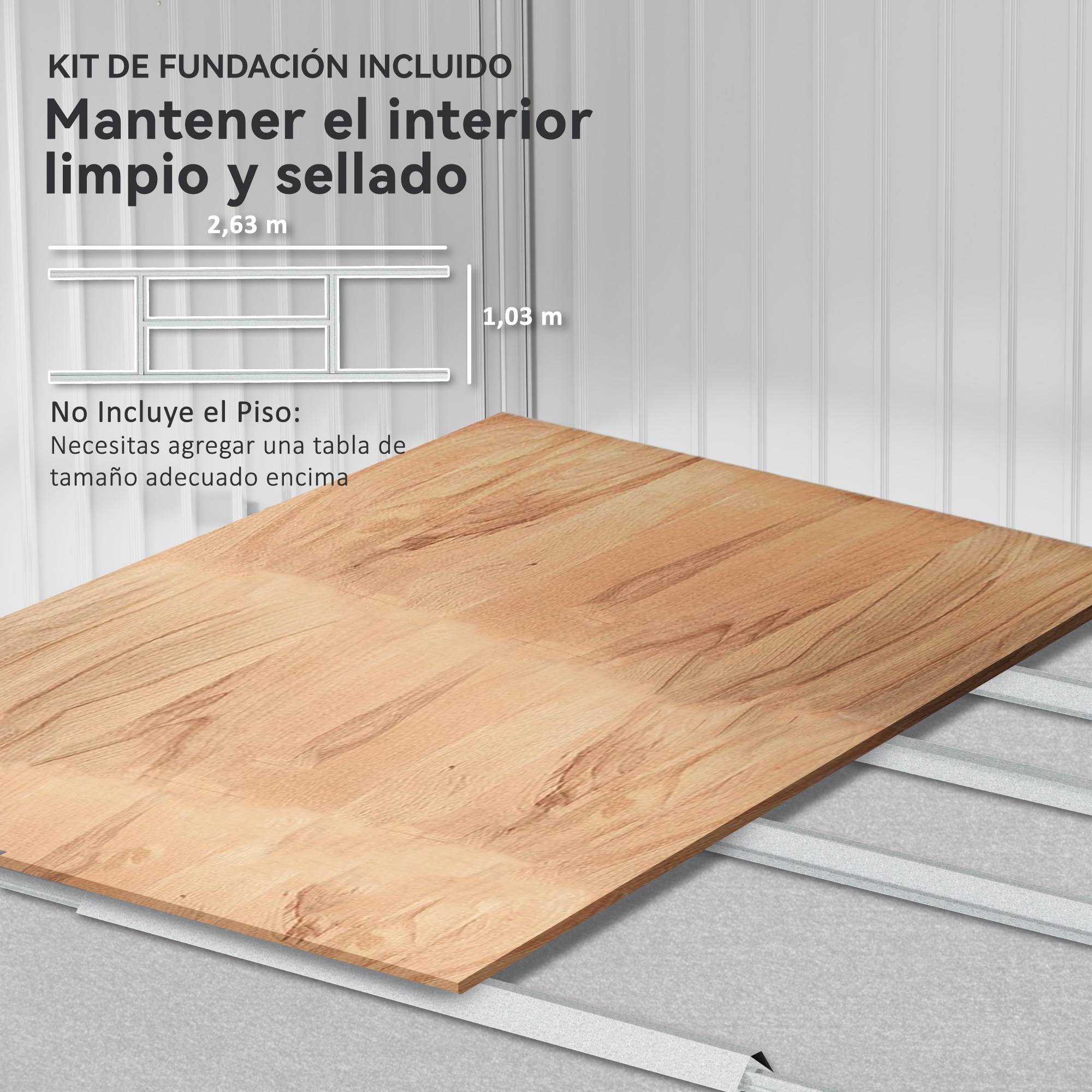 Abri de jardin 4,9 m² 277 x 195 x 192 cm avec 2 portes coulissantes, base renforcée (plancher non inclus), gris foncé - Image 9