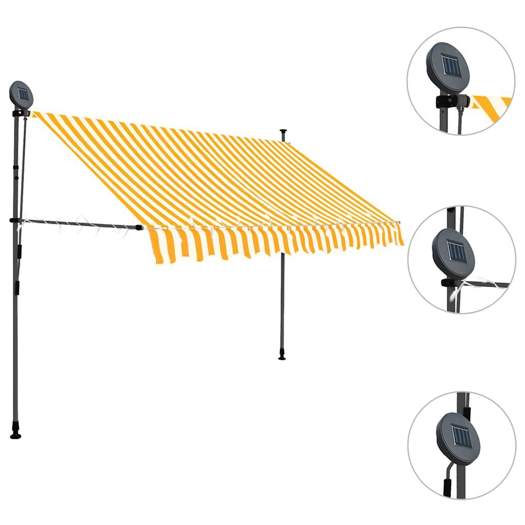 ComfortXL - Store Terrasse avec Lumière LED Solaire Manuel sans Perçage Rétractable Orange Blanc 300x120 cm – ComfortXL Outdoor Living - Image 3