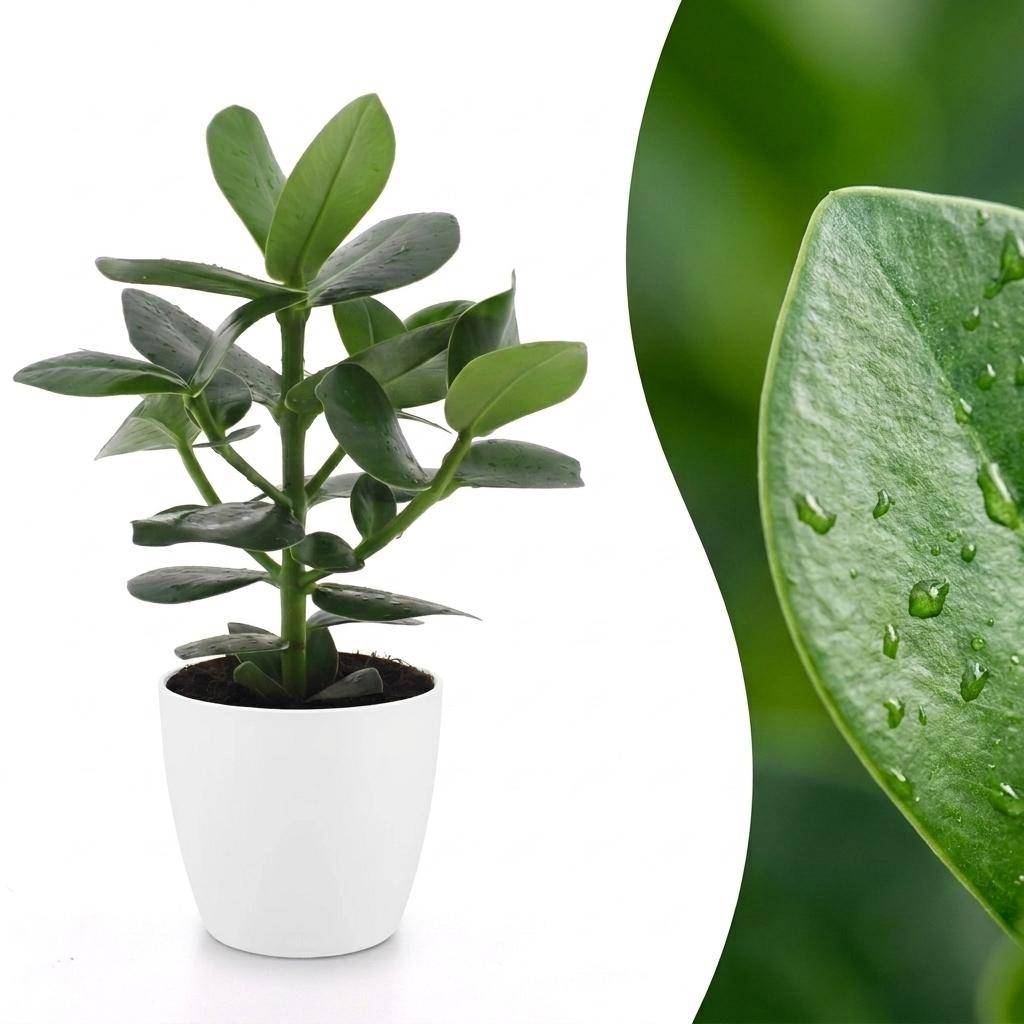La Green Touch - Clusia rosea Princess - Arbre autographe - Avec cache-pot blanc - Pot Ø12 cm, H 40 cm - Image 1