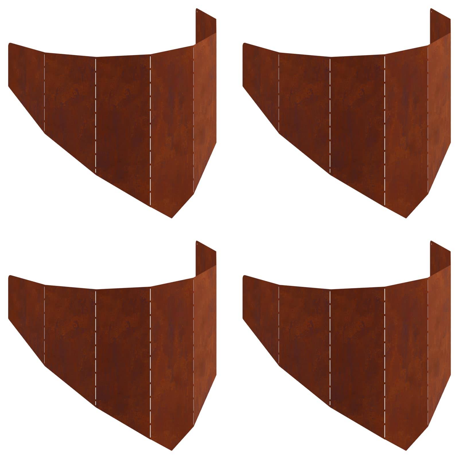 Bordure de jardin en acier aménagement espaces extérieurs 100x45cm 4 pcs rouillé - ComfortXL Outdoor Living - Image 2