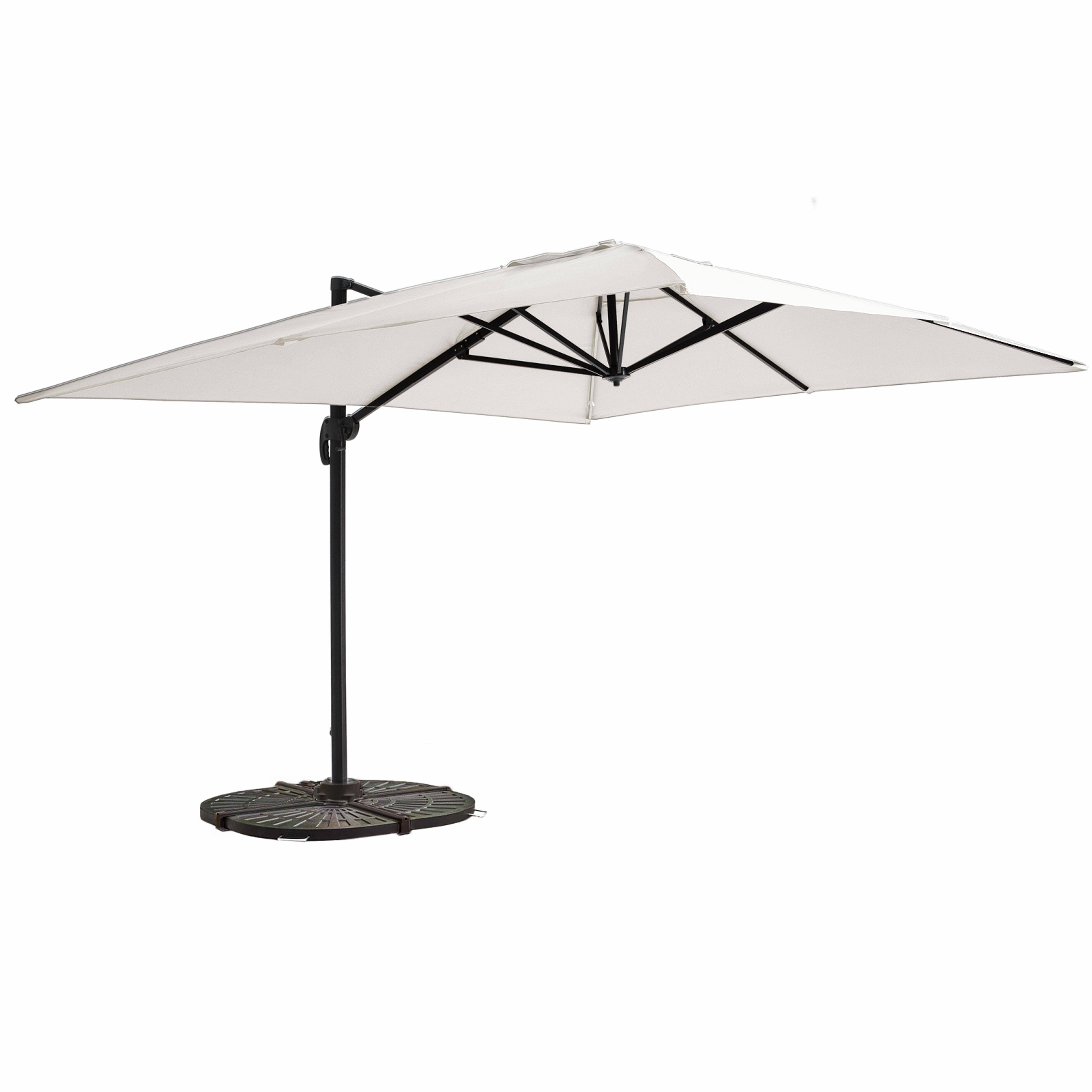 Oviala - Parasol Déporté 3x4m blanc Inclinable Rotatif + 4 Dalles Lestées Caserta - Oviala - Imagen 1