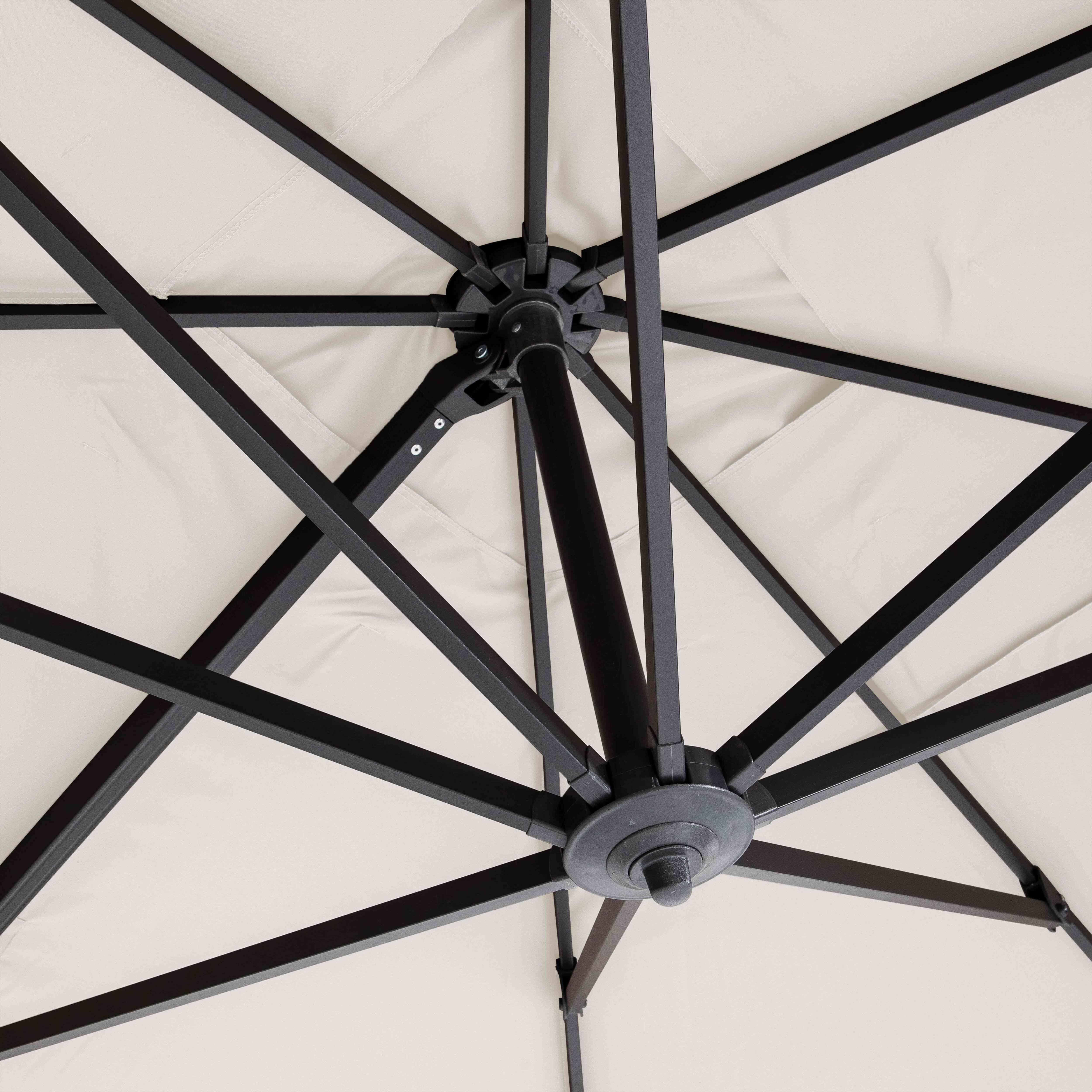 Oviala - Parasol Déporté 3x4m blanc Inclinable Rotatif + 4 Dalles Lestées Caserta - Oviala - Imagen 6