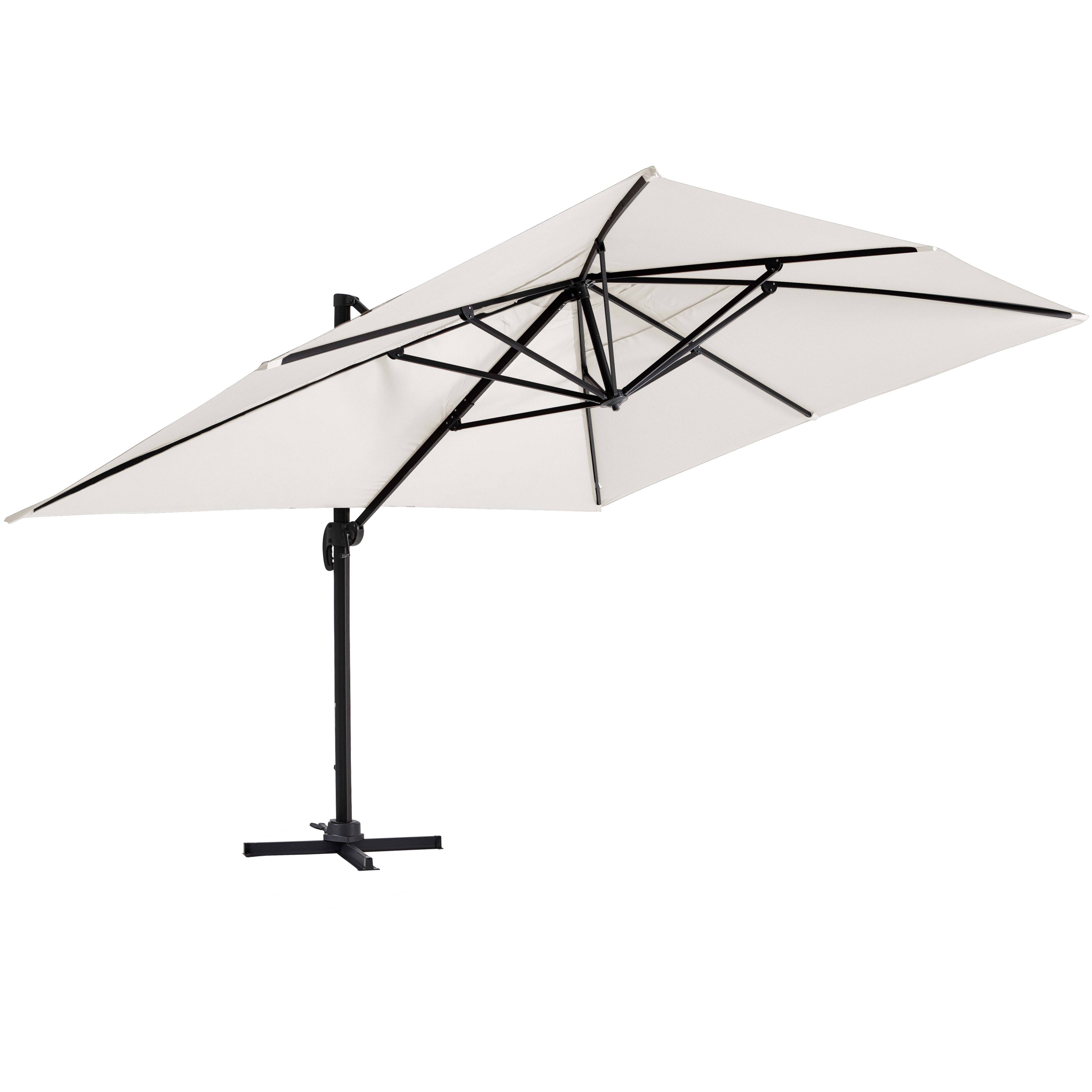 Oviala - Parasol Déporté 3x4m blanc Inclinable Rotatif + 4 Dalles Lestées Caserta - Oviala - Imagen 3