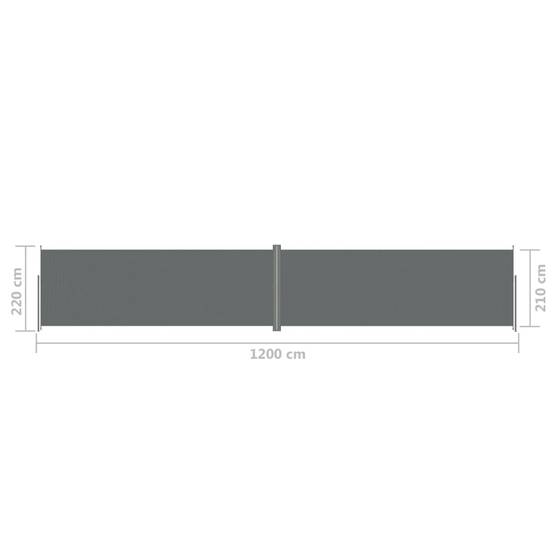 Helloshop26 - Auvent paravent store brise-vue latéral rétractable de patio jardin terrasse balcon protection visuelle écran anthracite 220 x 1200 cm - Imagen 6