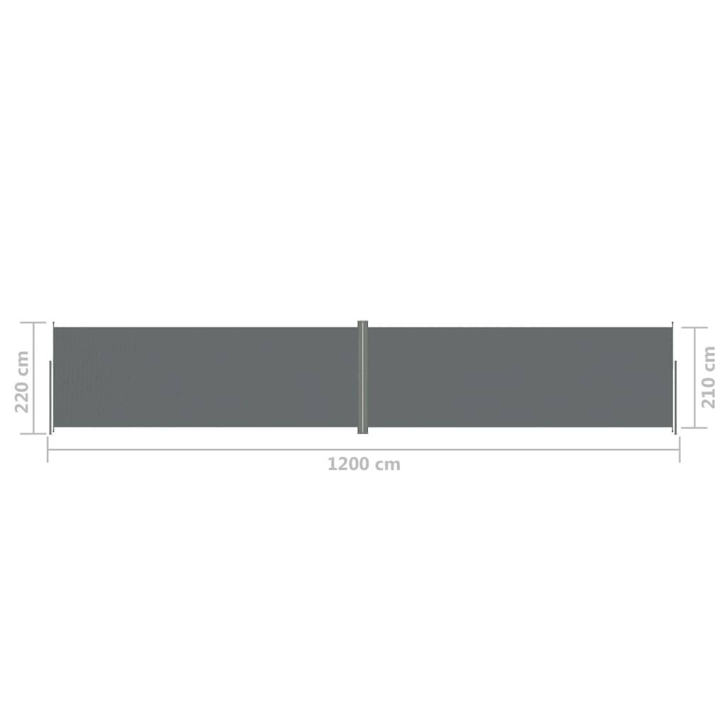 Helloshop26 - Auvent paravent store brise-vue latéral rétractable de patio jardin terrasse balcon protection visuelle écran anthracite 220 x 1200 cm - Imagen 6