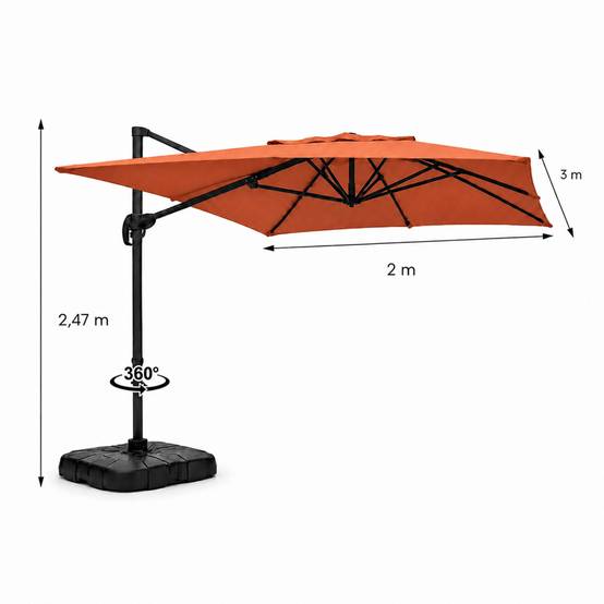 Parasol rectangulaire 2x3m déporté rotatif terracota PIANA - Image 3