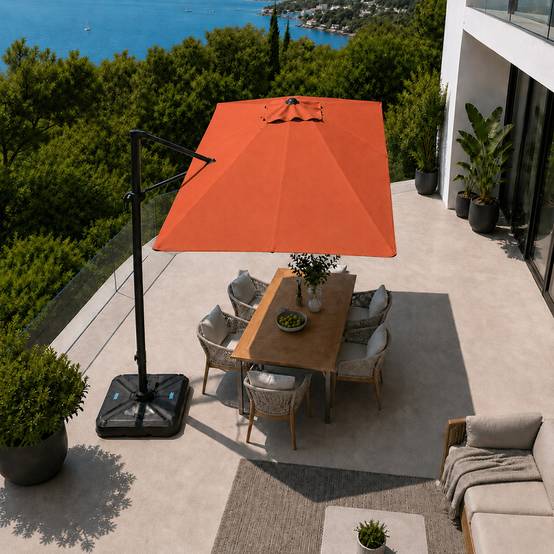 Parasol rectangulaire 2x3m déporté rotatif terracota PIANA - Image 5