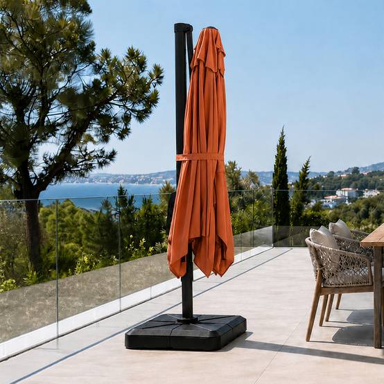 Parasol rectangulaire 2x3m déporté rotatif terracota PIANA - Image 6