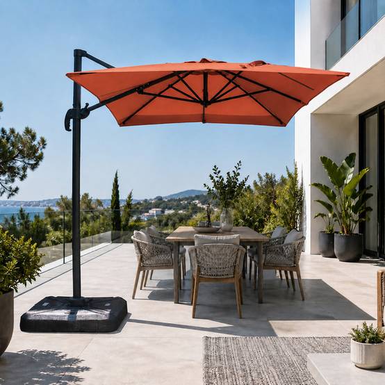 Parasol rectangulaire 2x3m déporté rotatif terracota PIANA - Image 2