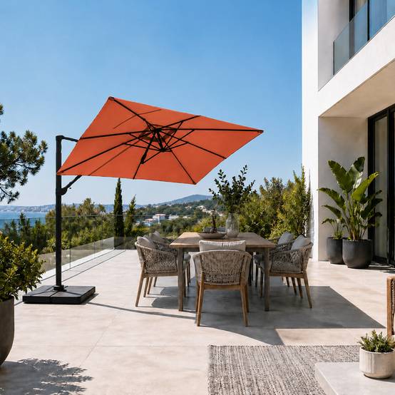 Parasol rectangulaire 2x3m déporté rotatif terracota PIANA - Image 4