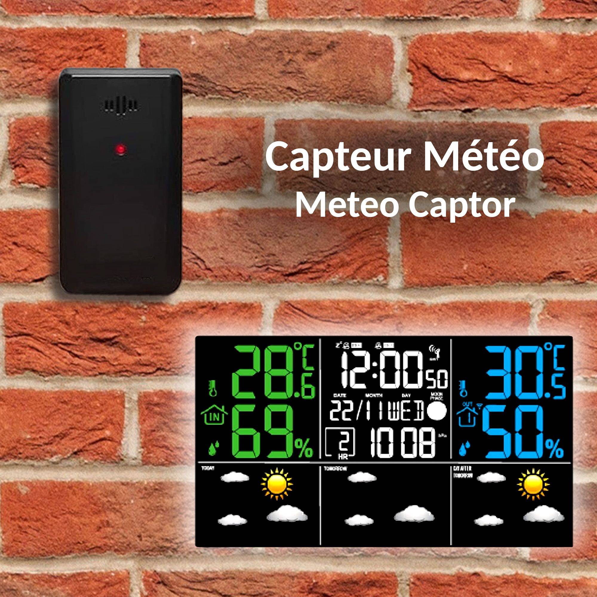 Station météo écran LCD couleur - capteur extérieur - alarme snooze - Image 5