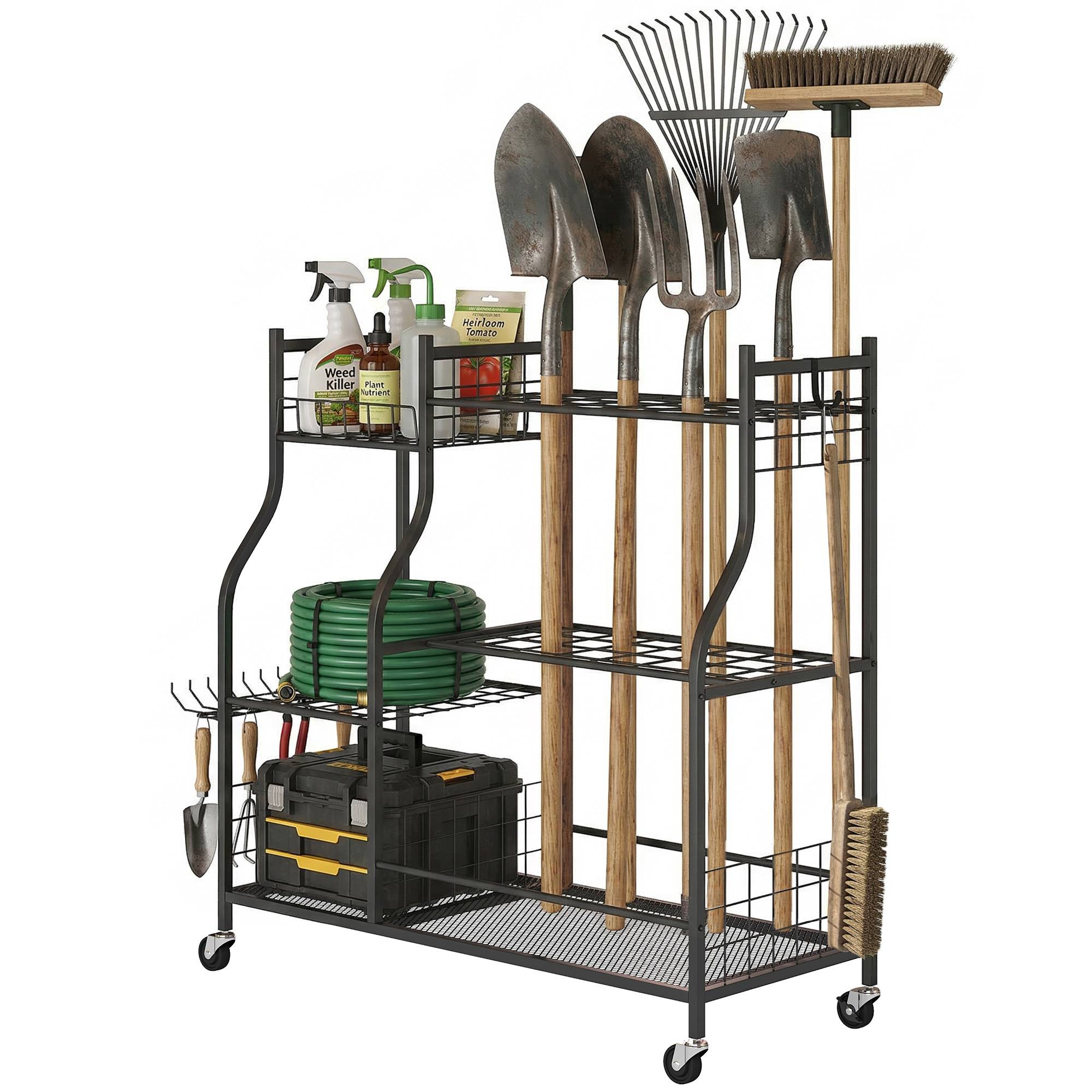 ComfortXL - Range-outils jardin acier noir 104x40x95 cm garage mobile 32 emplacements - ComfortXL Outdoor Living