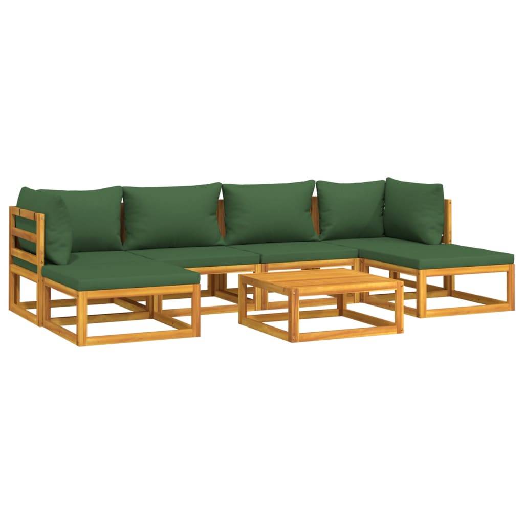 Helloshop26 - Salon de jardin meuble d'extérieur ensemble de mobilier 7 pièces avec coussins vert bois massif - Imagen 1