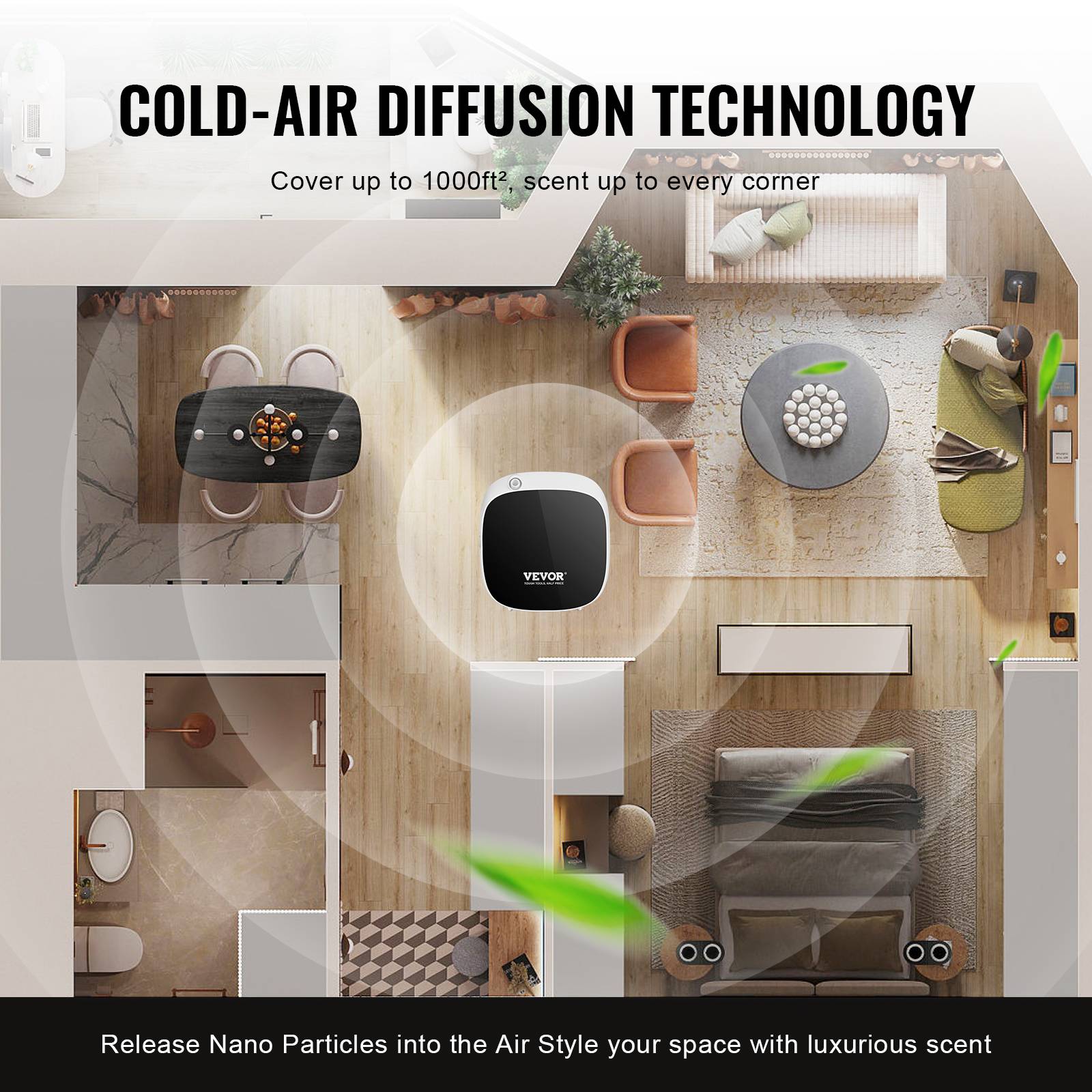 VEVOR Machine à Air Parfumé Maison Diffuseur Air Froid 100 mL 1000 pi² Sans Eau - Image 3