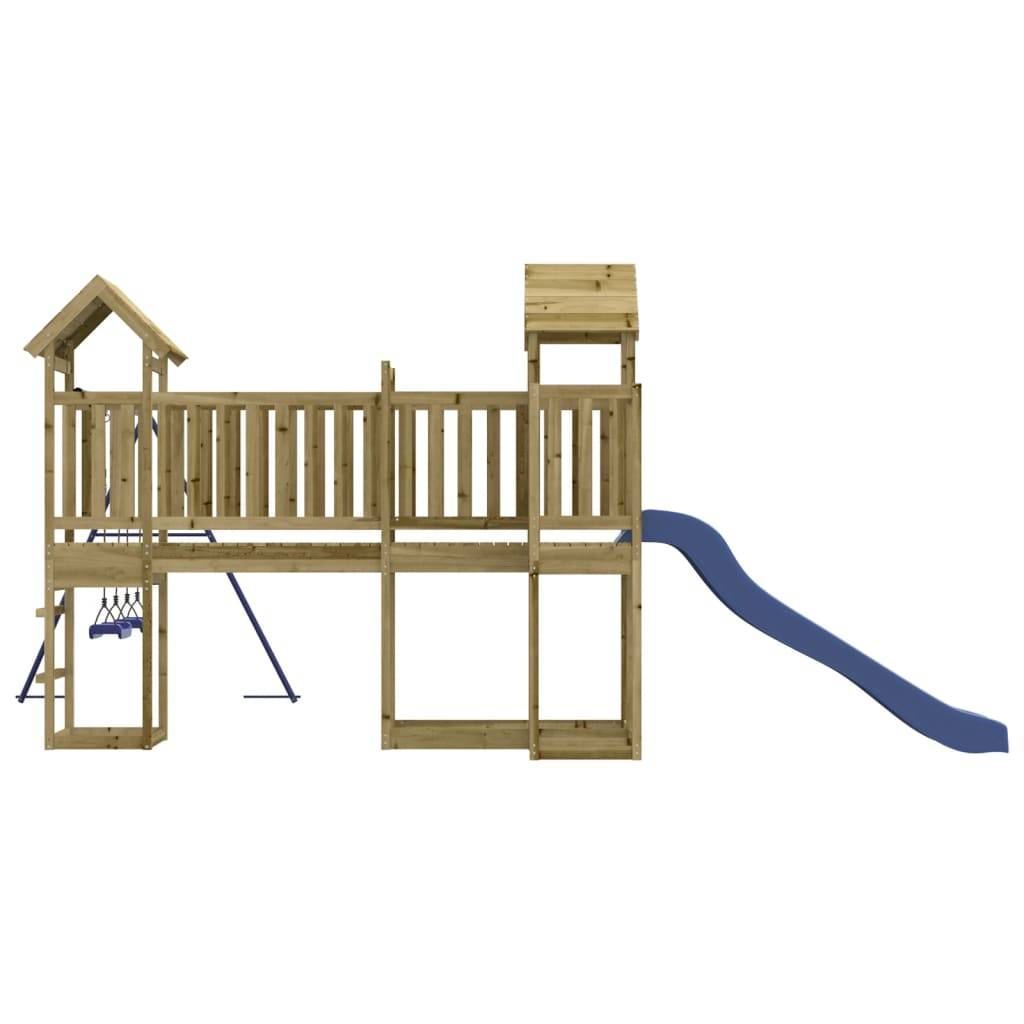 Helloshop26 - Aire de jeux d'extérieur balançoires toboggan portiques robuste jeux jardin 357 x 524 x 214 cm bois de pin imprégné - Imagen 4