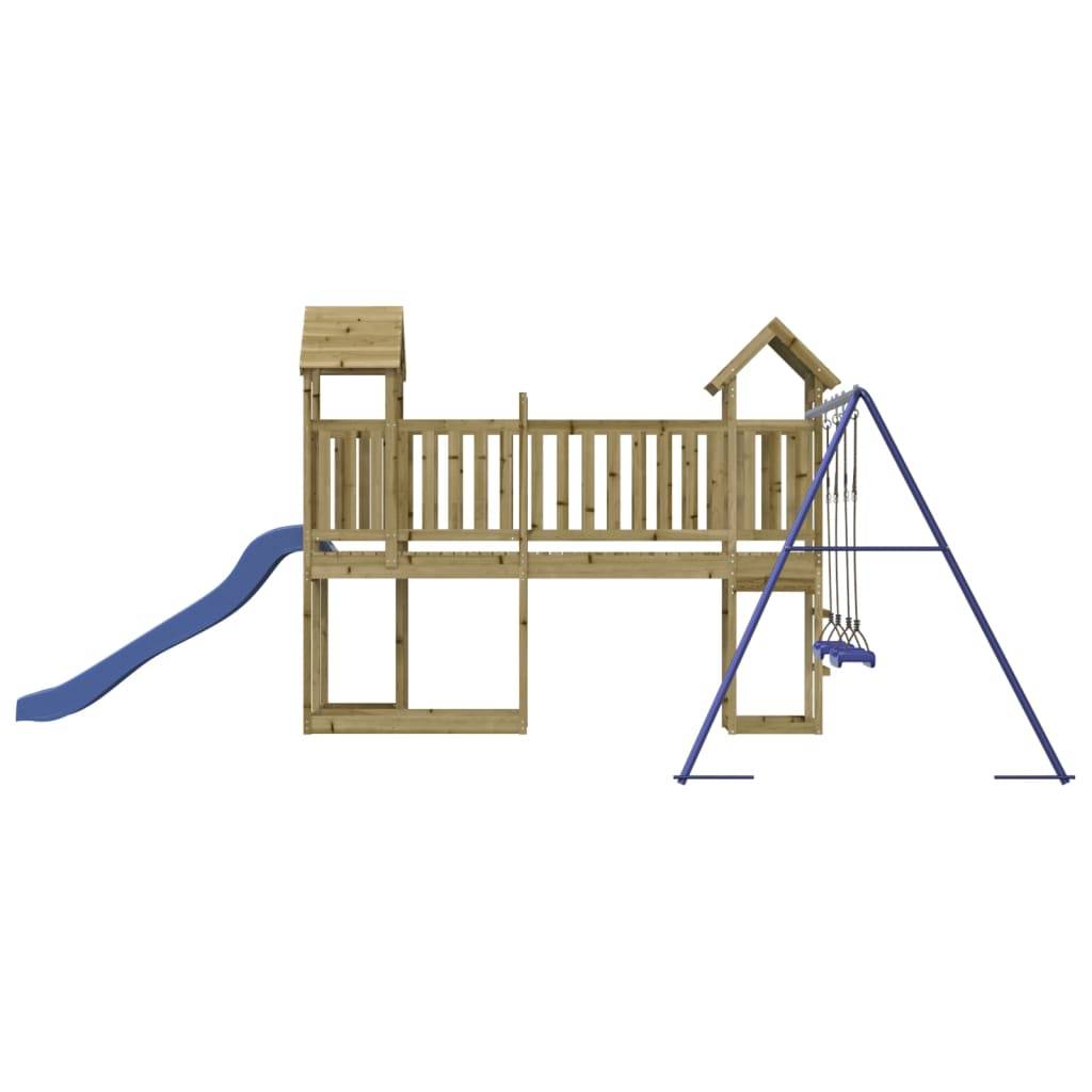 Helloshop26 - Aire de jeux d'extérieur balançoires toboggan portiques robuste jeux jardin 357 x 524 x 214 cm bois de pin imprégné - Imagen 5