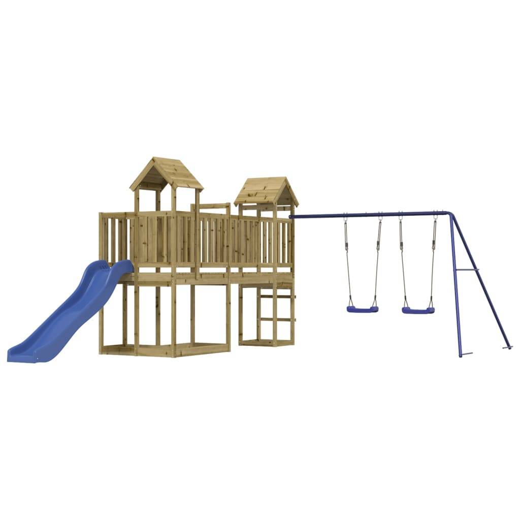 Helloshop26 - Aire de jeux d'extérieur balançoires toboggan portiques robuste jeux jardin 357 x 524 x 214 cm bois de pin imprégné - Imagen 2