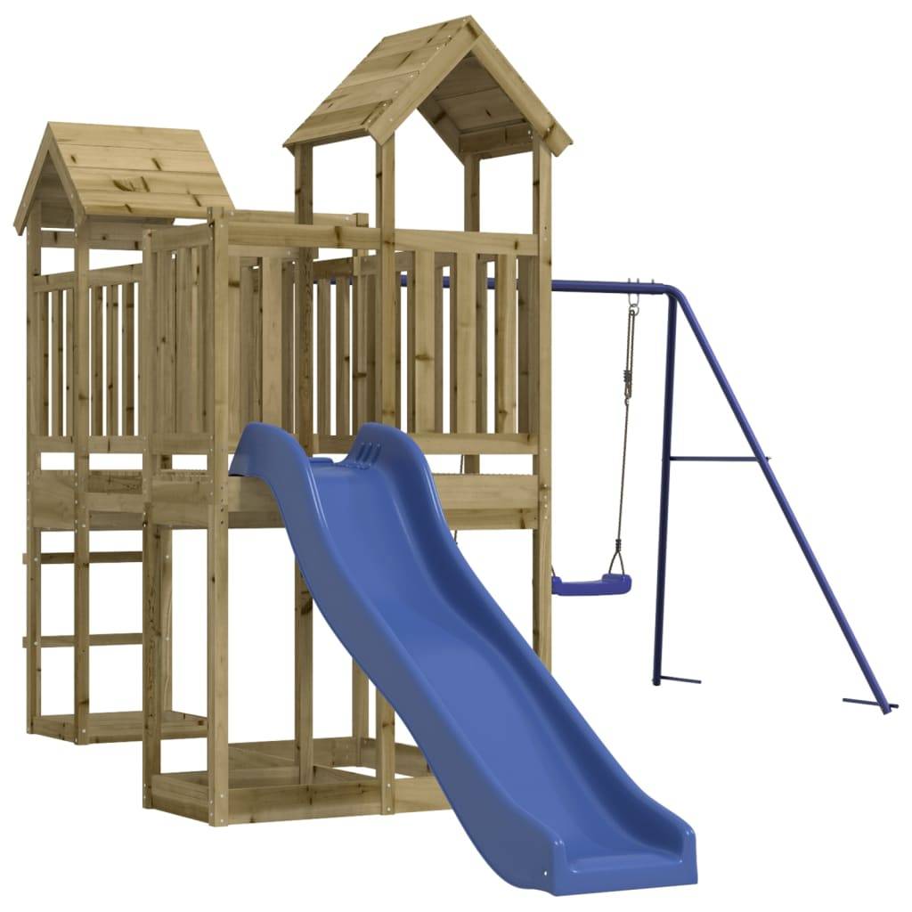 Helloshop26 - Aire de jeux d'extérieur balançoires toboggan portiques robuste jeux jardin 357 x 524 x 214 cm bois de pin imprégné - Imagen 1