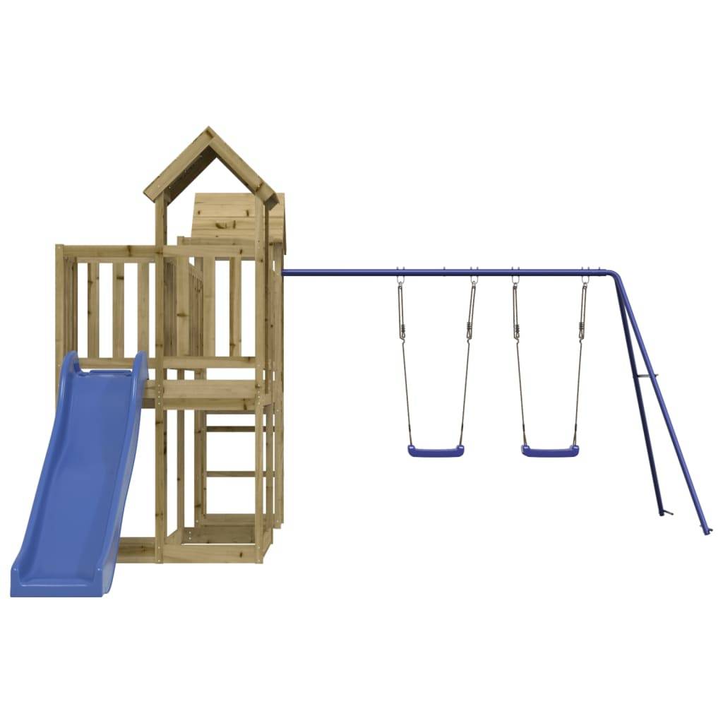 Helloshop26 - Aire de jeux d'extérieur balançoires toboggan portiques robuste jeux jardin 357 x 524 x 214 cm bois de pin imprégné - Imagen 3
