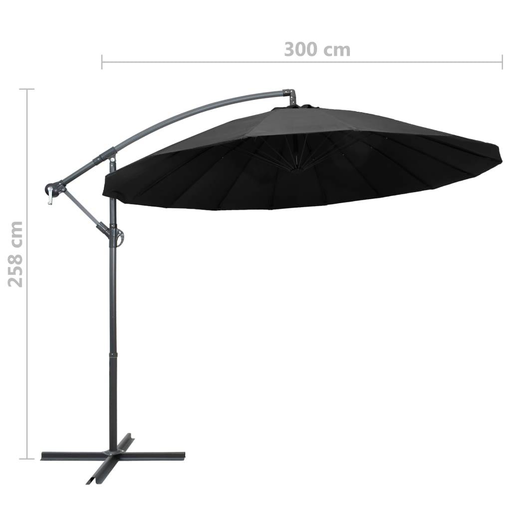 Helloshop26 - Parasol suspendu 3 m mât en aluminium anthracite - Imagen 8