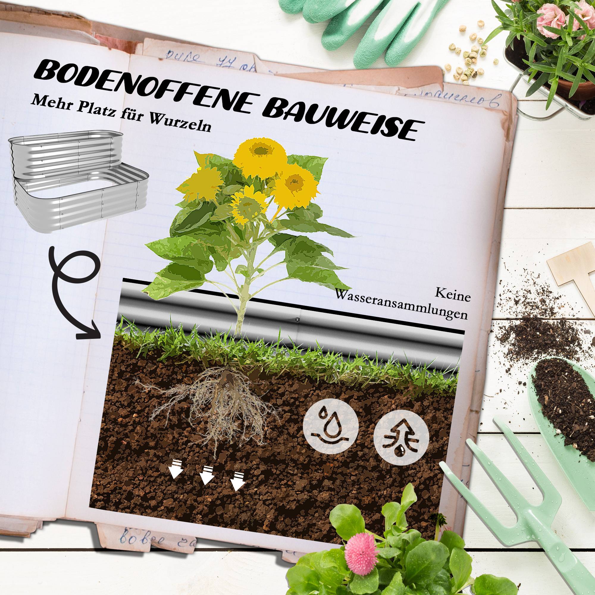 PANGIVO - Carré potager acier galvanisés argent 120 x 90 x 30 cm - PANGIVO - Image 7