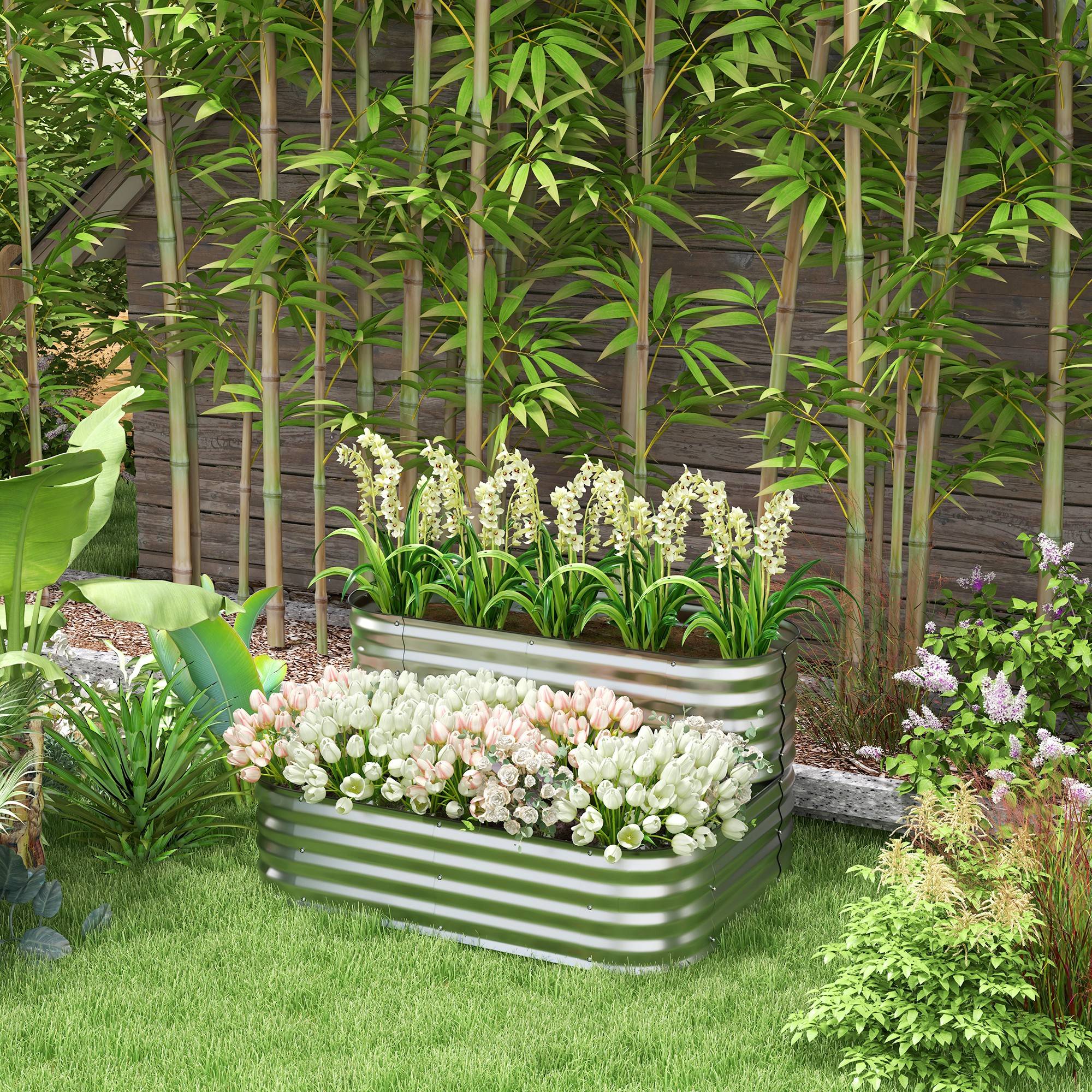 PANGIVO - Carré potager acier galvanisés argent 120 x 90 x 30 cm - PANGIVO - Image 3