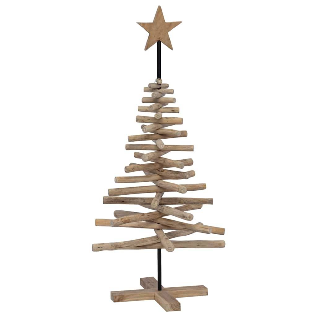 ComfortXL - Sapin de Noël décoratif en bois de teck avec support stable Marron 120 cm – ComfortXL Outdoor Living - Image 2