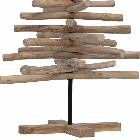ComfortXL - Sapin de Noël décoratif en bois de teck avec support stable Marron 120 cm – ComfortXL Outdoor Living - Image 8