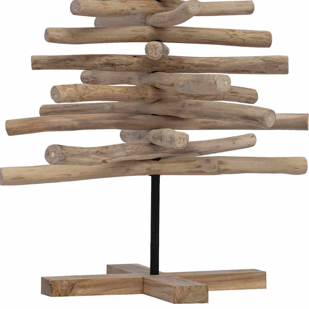 ComfortXL - Sapin de Noël décoratif en bois de teck avec support stable Marron 120 cm – ComfortXL Outdoor Living - Image 8