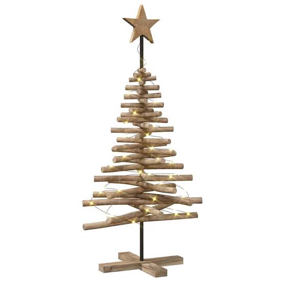 ComfortXL - Sapin de Noël décoratif en bois de teck avec support stable Marron 120 cm – ComfortXL Outdoor Living - Image 3