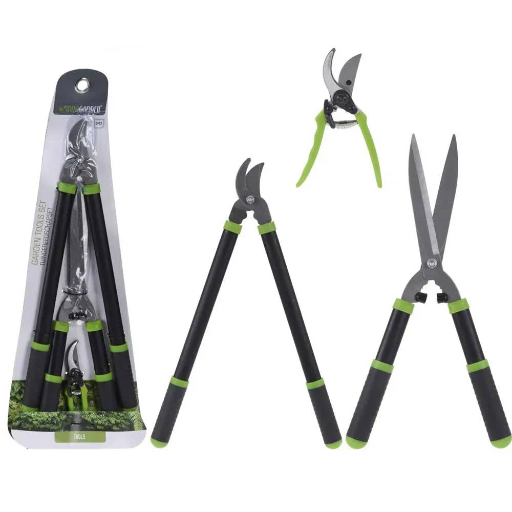 Autre - Set 3 outils jardin: cisaille alu 20cm + cisaille-haie 52cm + sécateur - Image 1