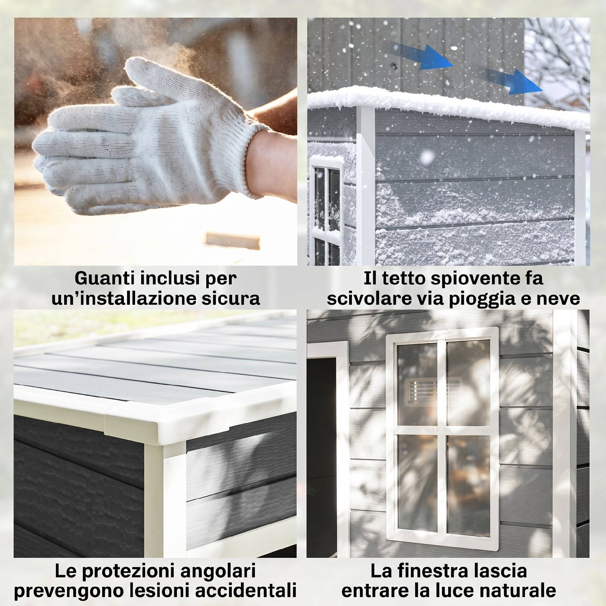 ComfortXL - Abri de jardin en résine PP et aluminium 151 x 92 x 193 cm gris rangement extérieur porte verrouillable - Image 9