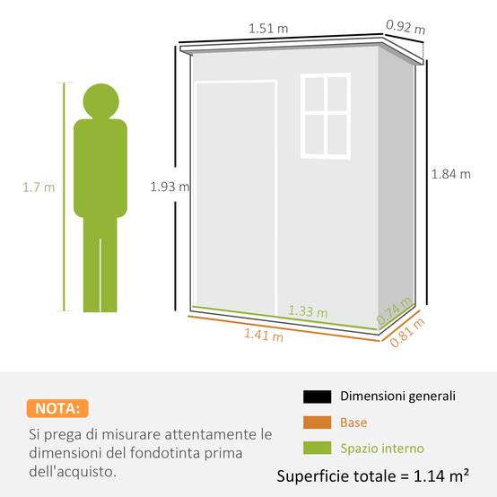 ComfortXL - Abri de jardin en résine PP et aluminium 151 x 92 x 193 cm gris rangement extérieur porte verrouillable - Image 5