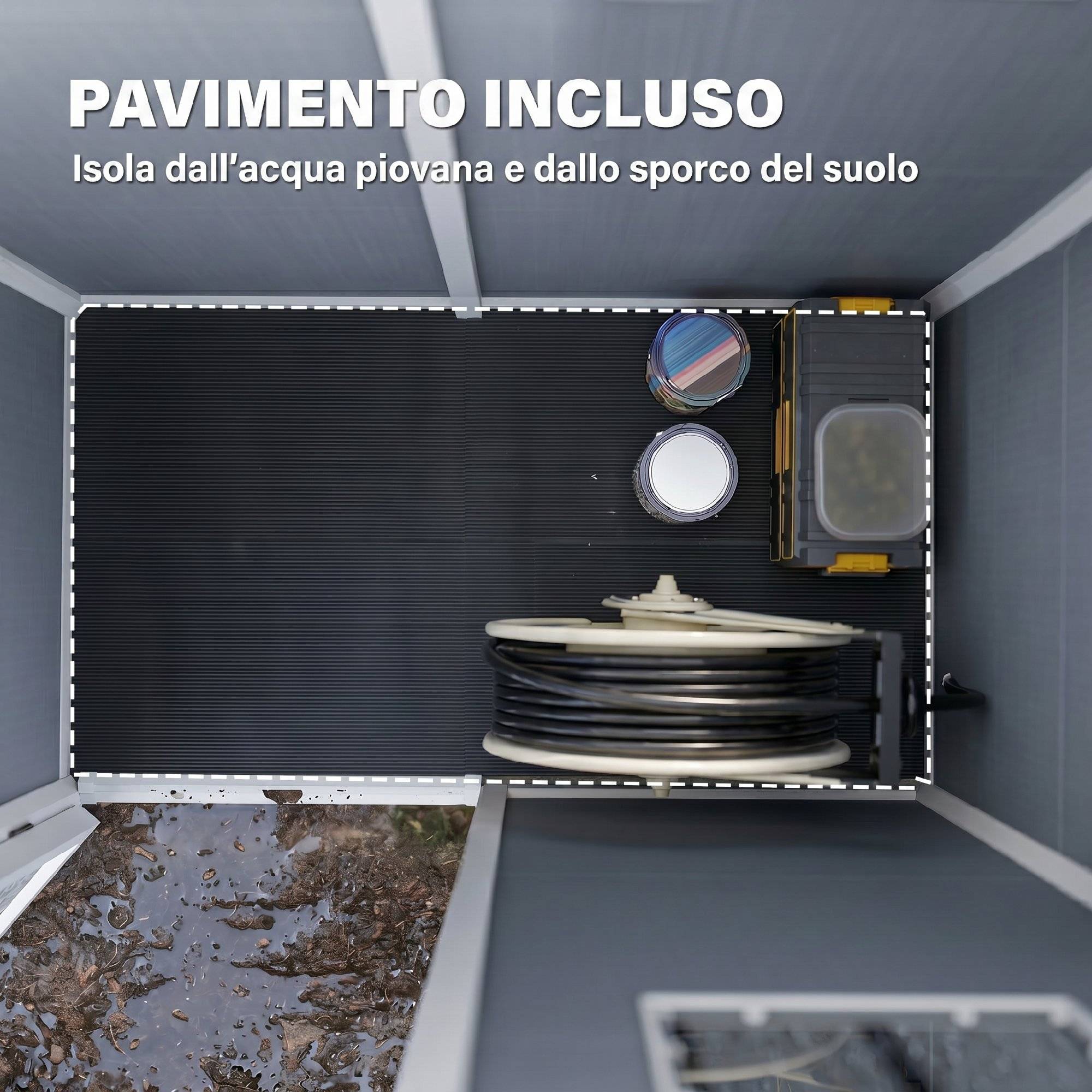 ComfortXL - Abri de jardin en résine PP et aluminium 151 x 92 x 193 cm gris rangement extérieur porte verrouillable - Image 7