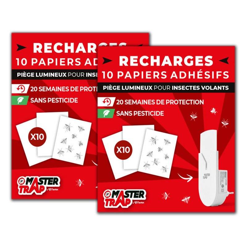 Lot de 20 recharges pour piège lumineux insectes volants - MASTER TRAP BY FAVEX - Anti-insectes volants, moucherons - Adhésives - Image 1