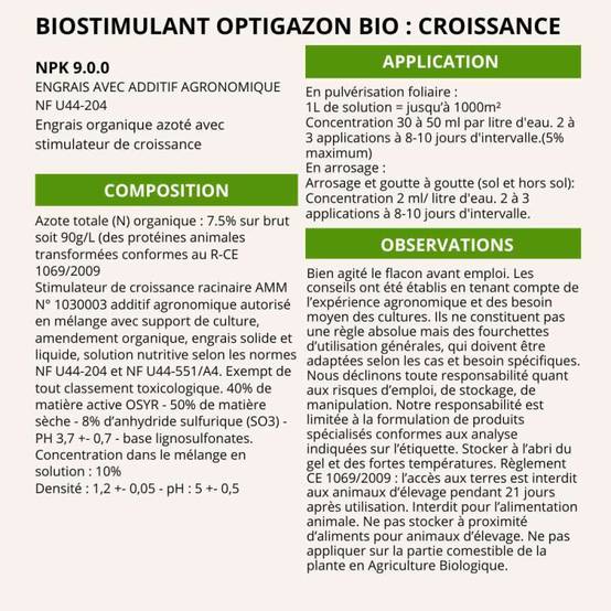 Optigazon : croissance - Engrais liquide riche en Azote - 1 litre - Image 7