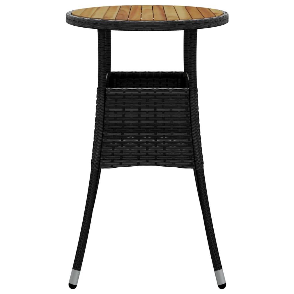 PANGIVO - Table de jardin noir acacia et résine tressée 60 x 75 cm - PANGIVO - Image 4
