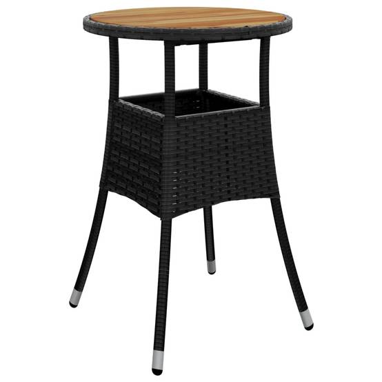 PANGIVO - Table de jardin noir acacia et résine tressée 60 x 75 cm - PANGIVO - Image 2