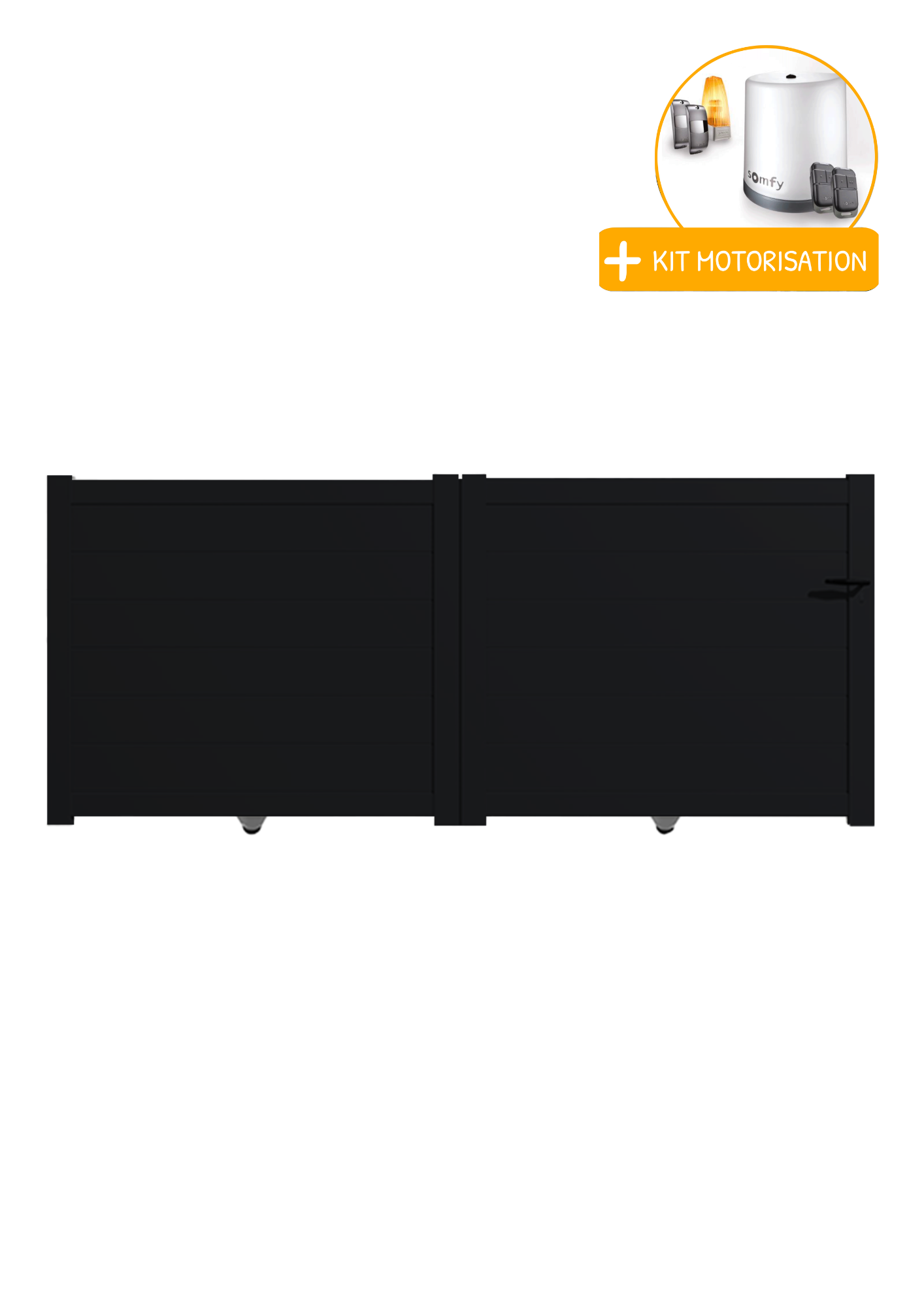 Portail Packit - Portail alu coulissant plein en kit +MOT dim. L.4000 (entre piliers) X H.1500 mm  Noir (RAL 9005)