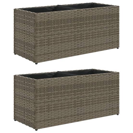 Lot de 2 Jardinières 2 pots résine tressée pour balcon et séparation végétale 72x30x32 cm Gris - ComfortXL Outdoor Living - Image 2