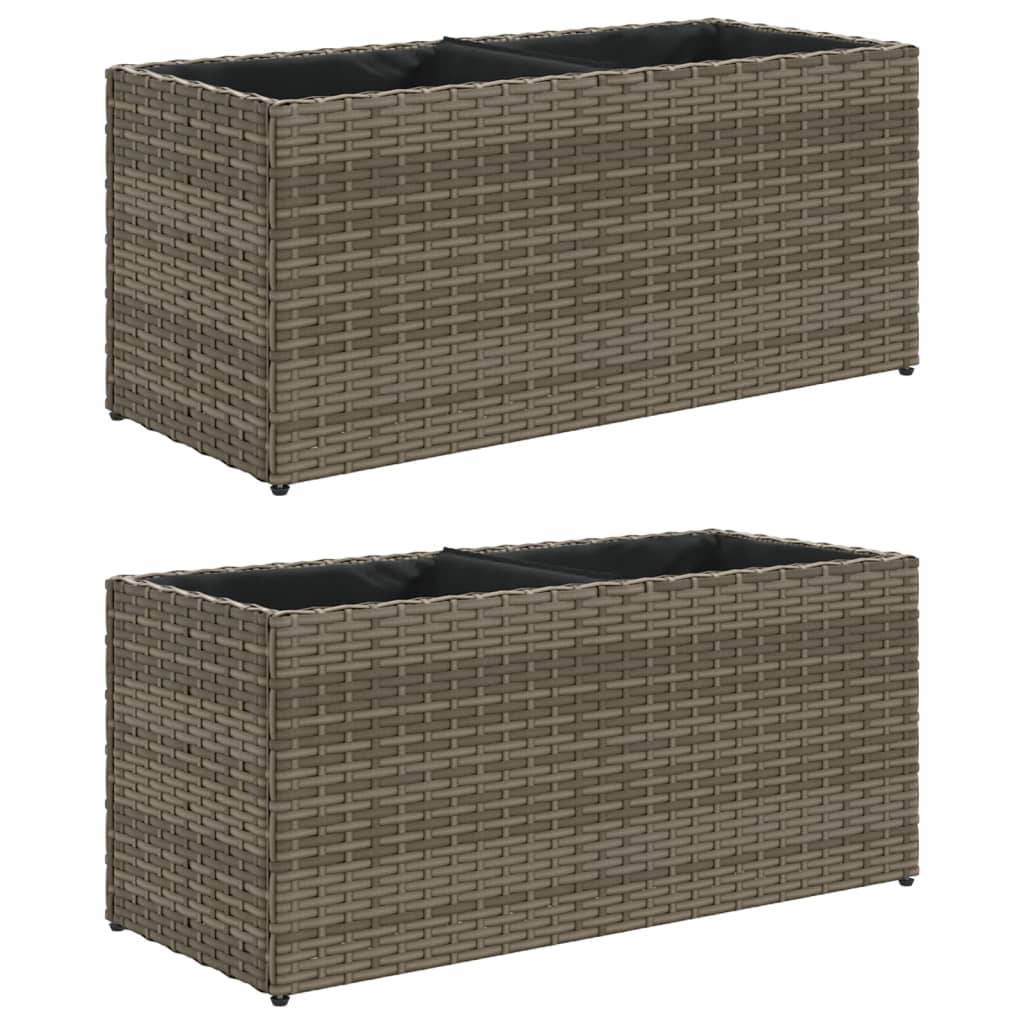 Lot de 2 Jardinières 2 pots résine tressée pour balcon et séparation végétale 72x30x32 cm Gris - ComfortXL Outdoor Living - Image 2