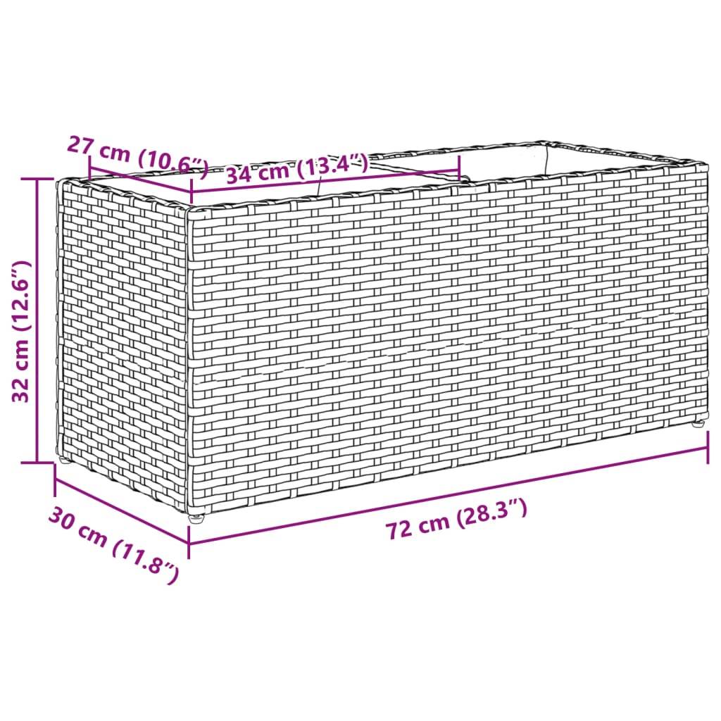 Lot de 2 Jardinières 2 pots résine tressée pour balcon et séparation végétale 72x30x32 cm Gris - ComfortXL Outdoor Living - Image 6