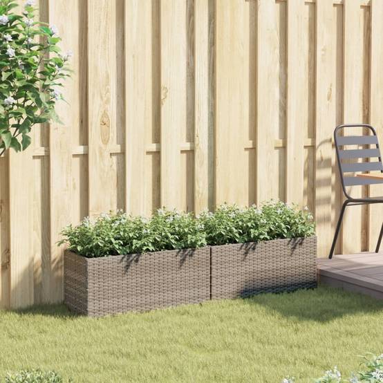 Lot de 2 Jardinières 2 pots résine tressée pour balcon et séparation végétale 72x30x32 cm Gris - ComfortXL Outdoor Living - Image 3