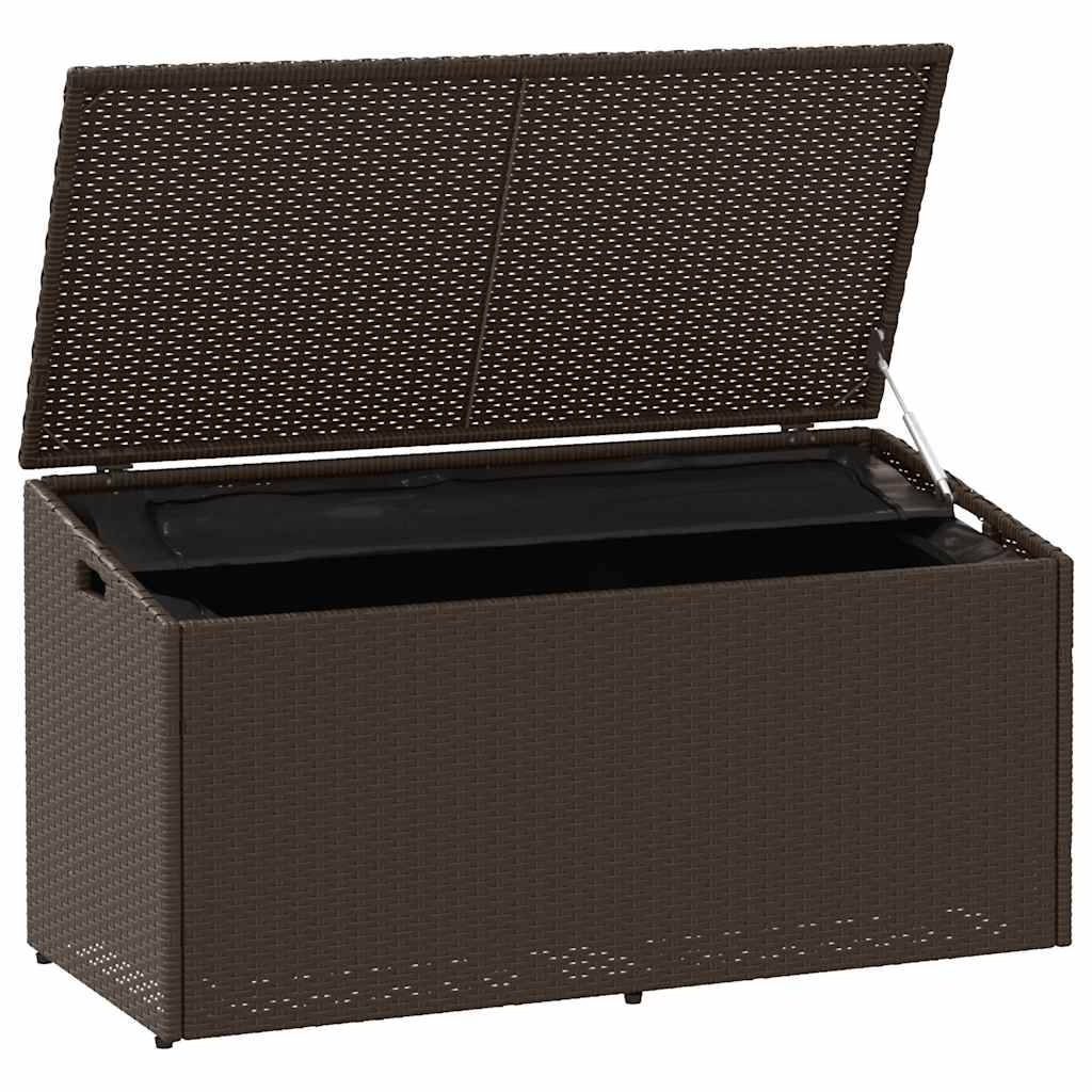 Malle de Rangement Extérieur Poly Rotin Imperméable pour Coussins et Outils Marron 110x50x58 cm – ComfortXL Outdoor Living - Image 3