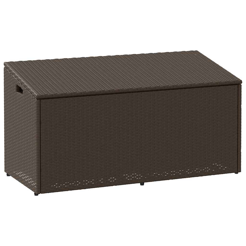 Malle de Rangement Extérieur Poly Rotin Imperméable pour Coussins et Outils Marron 110x50x58 cm – ComfortXL Outdoor Living - Image 1