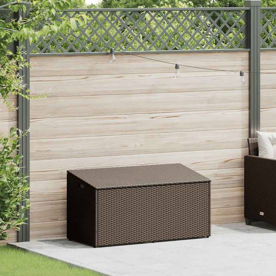 Malle de Rangement Extérieur Poly Rotin Imperméable pour Coussins et Outils Marron 110x50x58 cm – ComfortXL Outdoor Living - Image 2