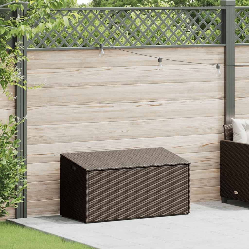 Malle de Rangement Extérieur Poly Rotin Imperméable pour Coussins et Outils Marron 110x50x58 cm – ComfortXL Outdoor Living - Image 2