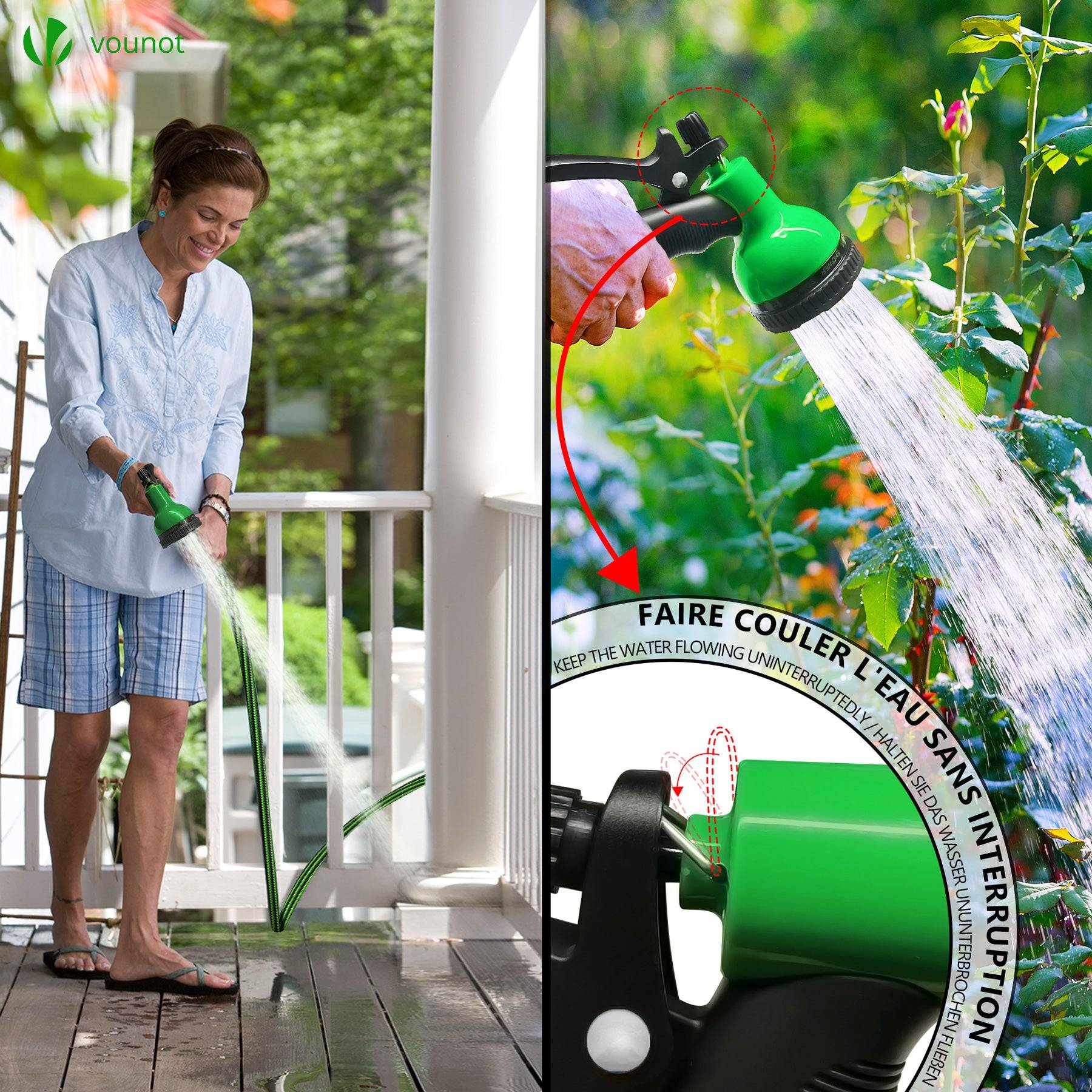 Tuyau d’Arrosage Extensible 45m Renforce avec Accessoires vert - Image 7