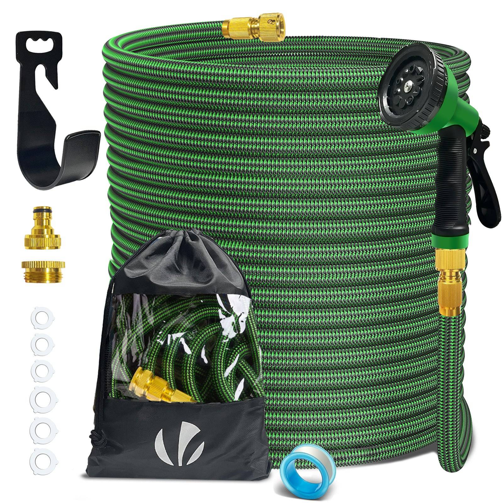 Tuyau d’Arrosage Extensible 45m Renforce avec Accessoires vert - Image 1