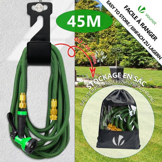 Tuyau d’Arrosage Extensible 45m Renforce avec Accessoires vert - Image 5